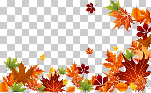 Autumn leaf color Autumn leaf color Euclidean , autumn leaves background, brown, orange, and green leaves border illustration PNG clipart