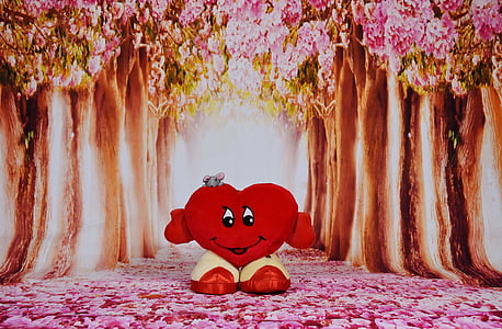red heart character between trees painting thumbnail