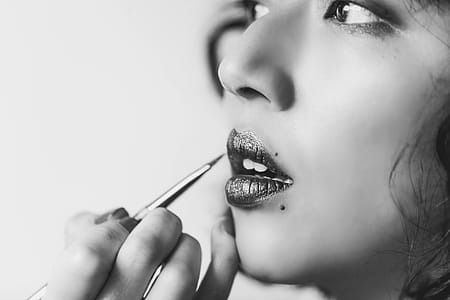 Shiny Lipstick In Black And White Photo thumbnail