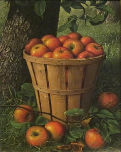 red apple fruit on basket painting thumbnail