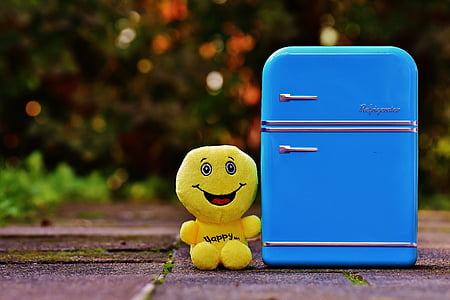 yellow plush toy beside hard case thumbnail