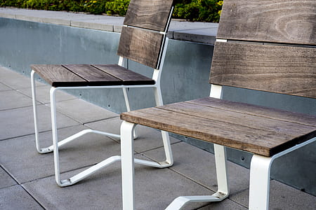 2 Wooden Chair on Top Tile Outdoor thumbnail