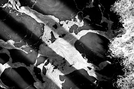 black and white, ocean, ocean foam, shadow, splash thumbnail