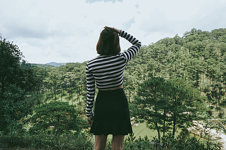 Woman standing and enjoying the scenery in Vietnam thumbnail
