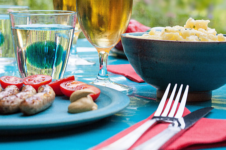 grilled sausage with tomato food on plate thumbnail