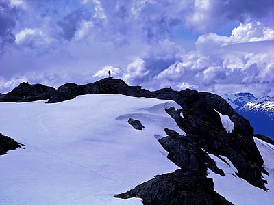 Snow Capped Mountain, Cloudy Skies thumbnail