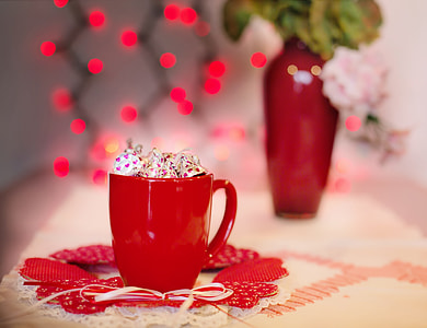 shallow focus photography of red ceramic mug thumbnail
