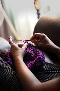 person doing knitted textile thumbnail