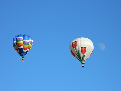 two white and blue hot air balloons in sky at daytime thumbnail