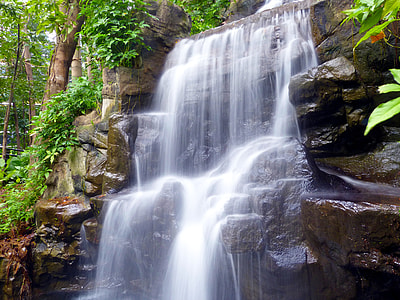 waterfalls on brown rock formation thumbnail