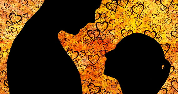 silhouette of man and woman facing each other thumbnail