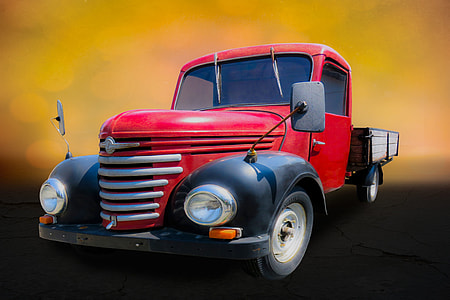 classic red and black drop-side truck thumbnail