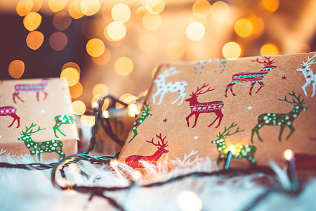 Christmas Gifts Still Life with Beautiful Bokeh thumbnail