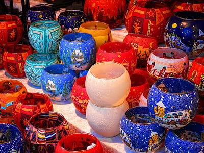 assorted-color ceramic candle bowls thumbnail