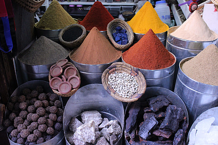 assorted-color powder inside grey metal buckets thumbnail