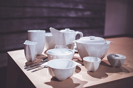 white ceramic dinnerware set on table thumbnail