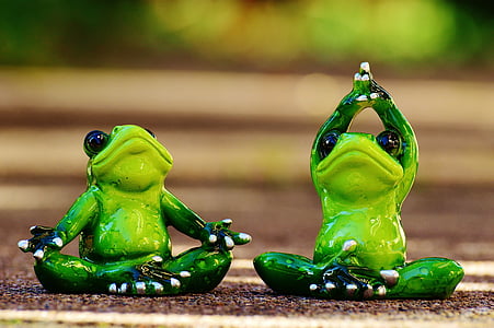 two green frog figurines in tilt-shift lens photo thumbnail