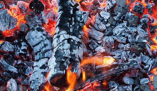 close-up photo of brown and red burning wood thumbnail