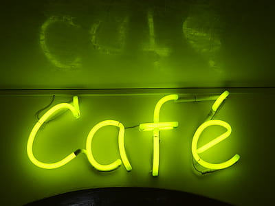 Cafe neon signage on wall thumbnail