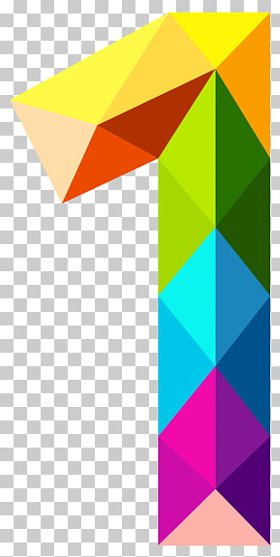 Number Color , Colourful Triangles Number One , multicolored 1 illustration PNG clipart