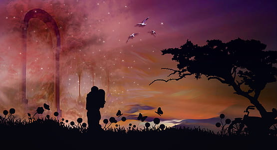 Silhouette of man and woman thumbnail