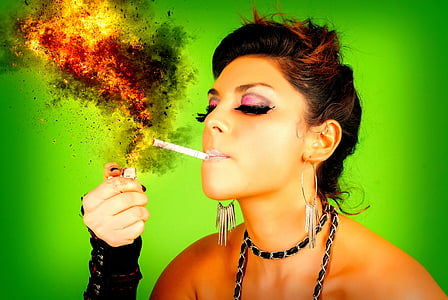 woman igniting cigarette thumbnail