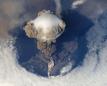 Top View of Volcano Erupting during Daytime thumbnail