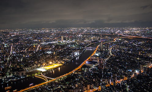 aerial photography of lighted city thumbnail