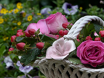 pink flowers in basket thumbnail