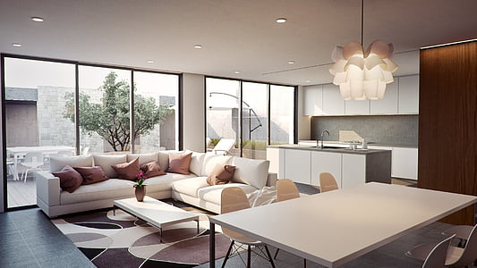white dining table beside brown curtain thumbnail
