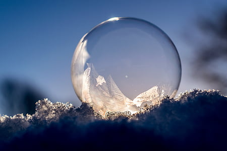 selective focus photography of frozen bubble thumbnail