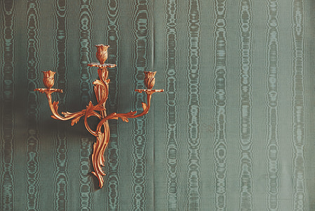gold steel wall mount candelabra thumbnail