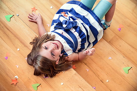 Smiling Girl On Stairs Photo thumbnail