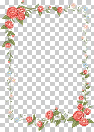 Border Flowers Floral design , rose frame, red, white, and green floral frame illustration PNG clipart