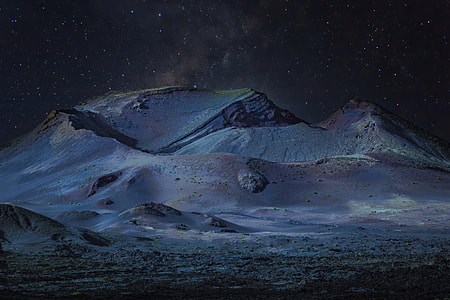 snow mount across the sky full of stars painting thumbnail