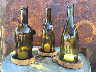 three green glass votive candle holders thumbnail