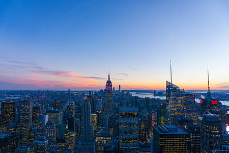 aerial photography of Empire State Building during blue hour thumbnail
