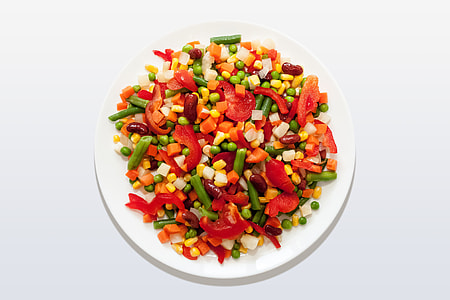 corn and beans on white ceramic plate thumbnail