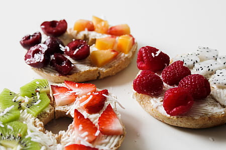Sliced Variety of Fruits on Round Baked Bread thumbnail