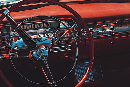 classic red Cadillac car interior thumbnail