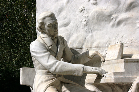 man playing piano statue outdoors thumbnail