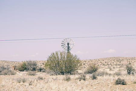 gray wind turbine near trees thumbnail