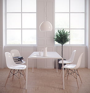 white table and four chairs near windows thumbnail
