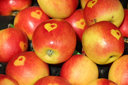 closeup view of red and yellow apple fruit lot thumbnail