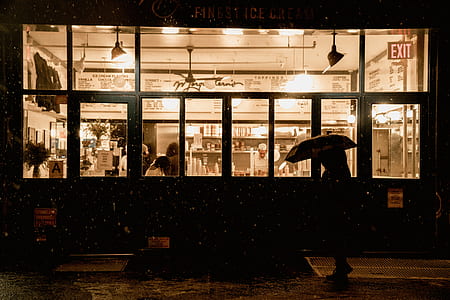 woman holding umbrella passing by sidewalk thumbnail