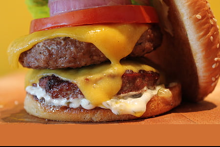 cheese burger on brown surface thumbnail