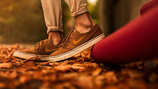 person wearing brown-and-white Nike SB Janoksi shoes thumbnail