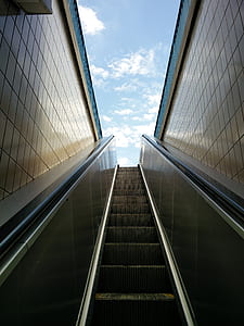 escalator under blue sky thumbnail