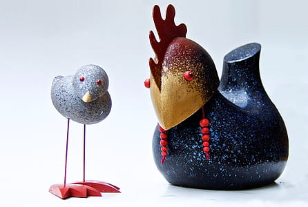 ceramic black chicken figurine thumbnail