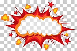 Cartoon Explosion Comics Comic book, Explode the mushroom cloud to avoid the translucent box, red and orange explosive quote bubble illustration PNG clipart